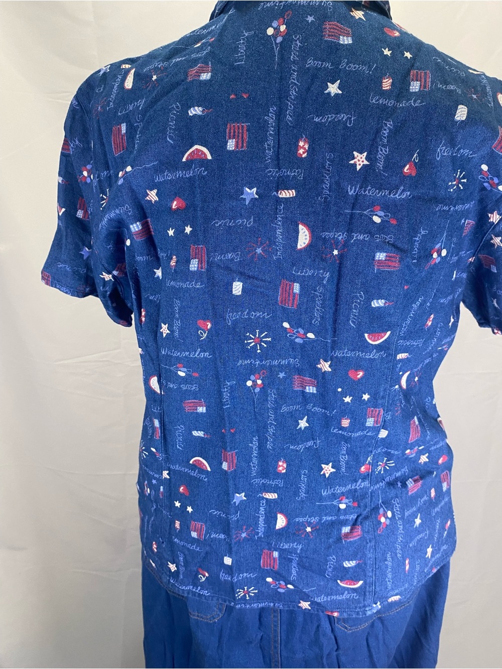 Koret Blue Denim Women's Overalls with Red & White Plaid Trim - Picture 9 of 16